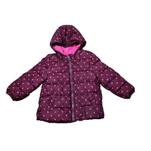 Old NAVY Girls Toddler Polka Dot Pink Winter Puffy Hoodie Coat  Jacket Size 3T